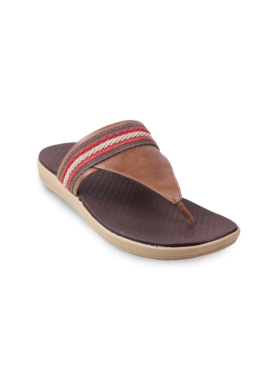 

Mochi Men Brown & Beige Textured Ethnic Comfort Sandals