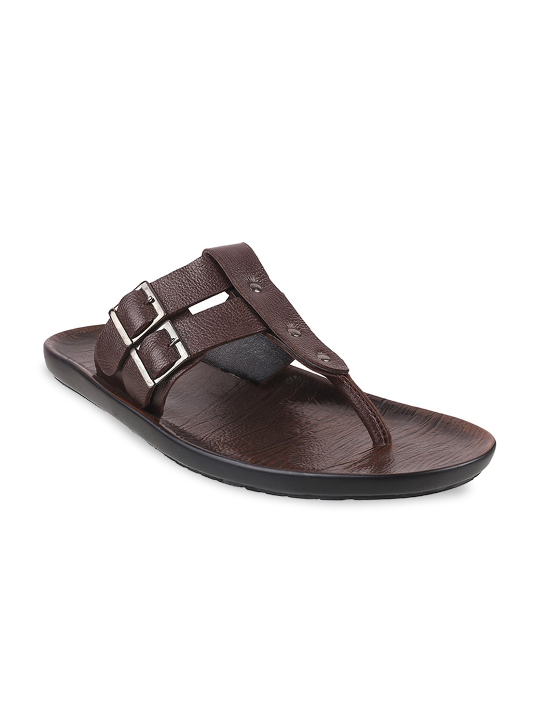 

Mochi Men Brown Solid Comfort Sandals