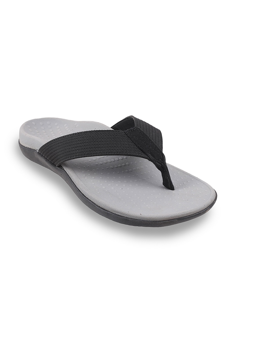 

Mochi Men Black & Grey Textured Comfort Sandals