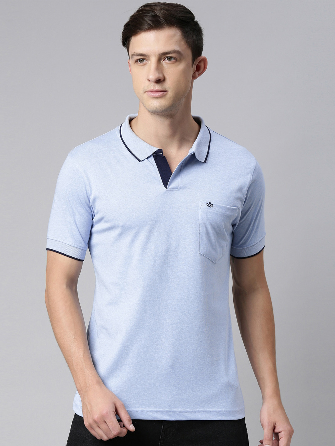 

DIXCY SCOTT Men Blue Polo Collar T-shirt
