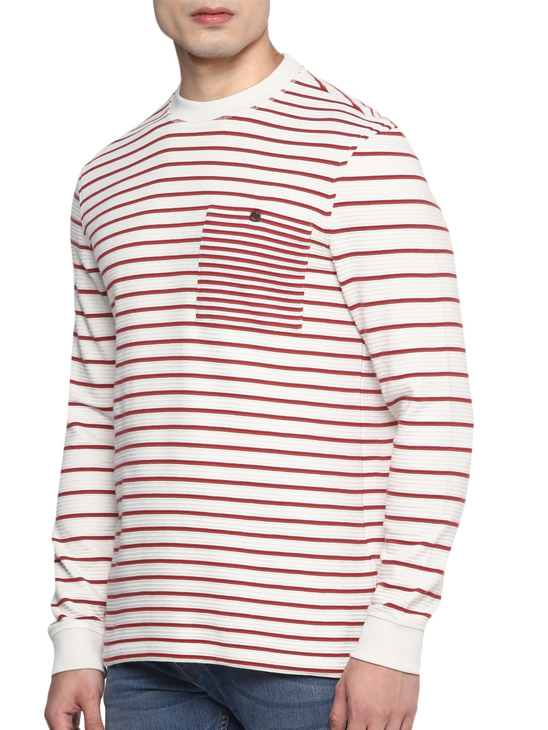 

Ted Baker Men White & Red Striped Pockets T-shirt