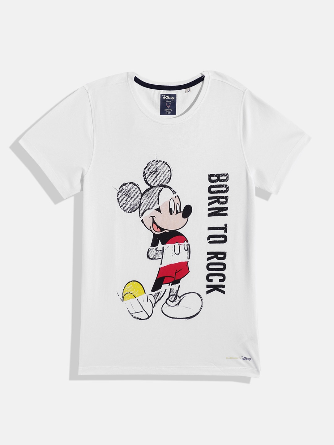 

Allen Solly Junior Boys Mickey Mouse & Typography Printed Pure Cotton T-shirt, White