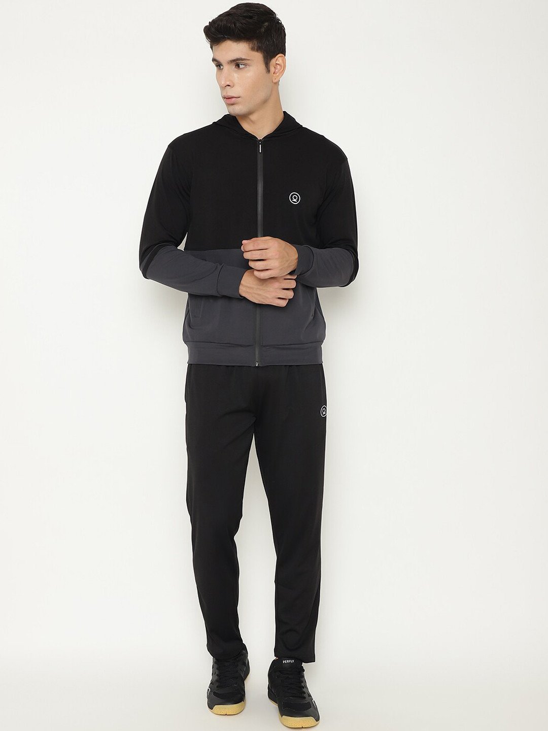 

CHKOKKO Men Black & Grey Colourblocked Tracksuits