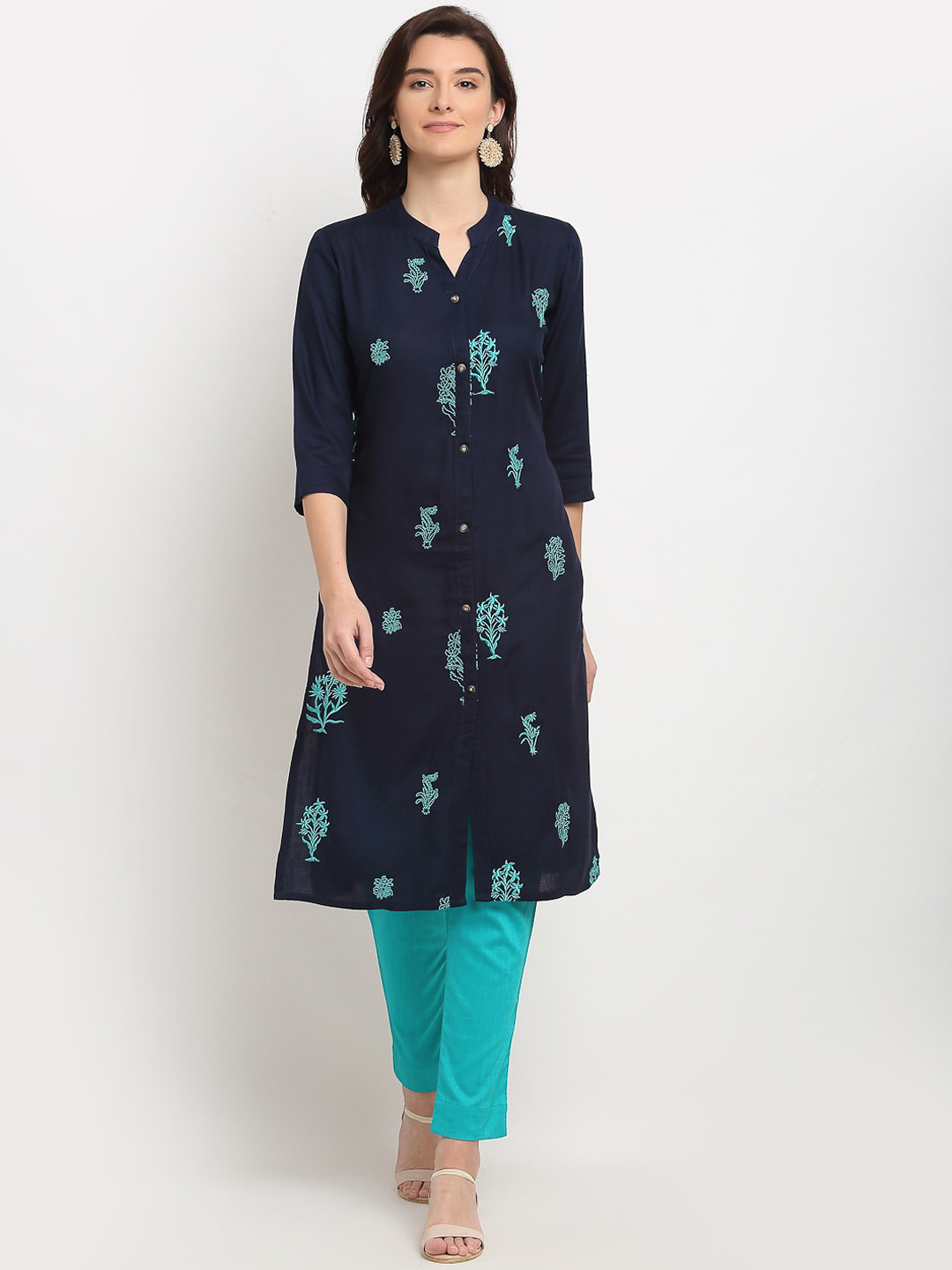 

Lovely Lady Women Navy Blue & Blue Ethnic Motifs Printed Kurta