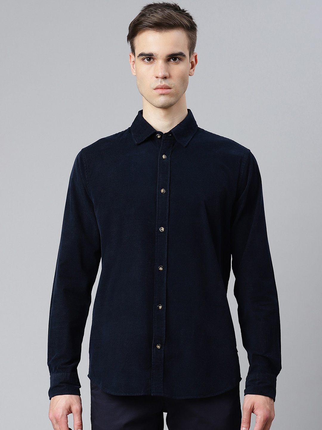 

Matinique Men Navy Blue Opaque Semiformal Shirt