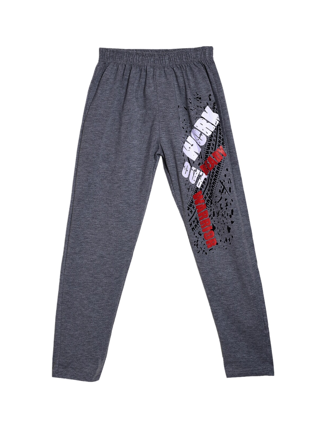 

SWEET ANGEL Girls Charcoal Grey Graphic Printed Pure Cotton Track Pants