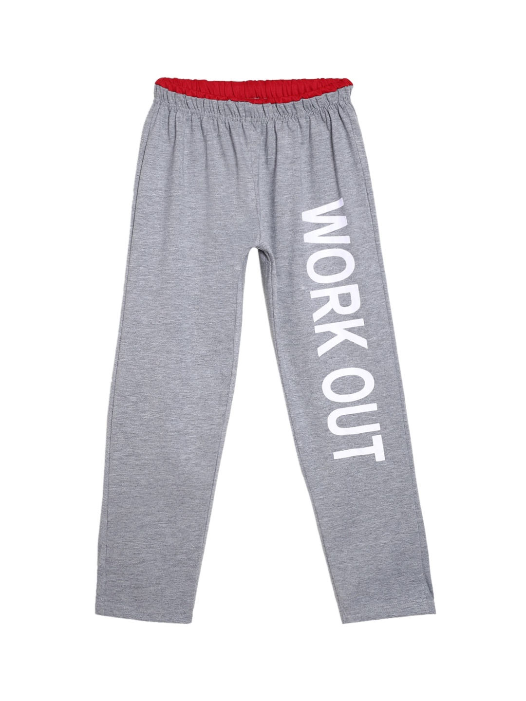 

SWEET ANGEL Girls Grey Melange & White Printed Pure Cotton Track Pants