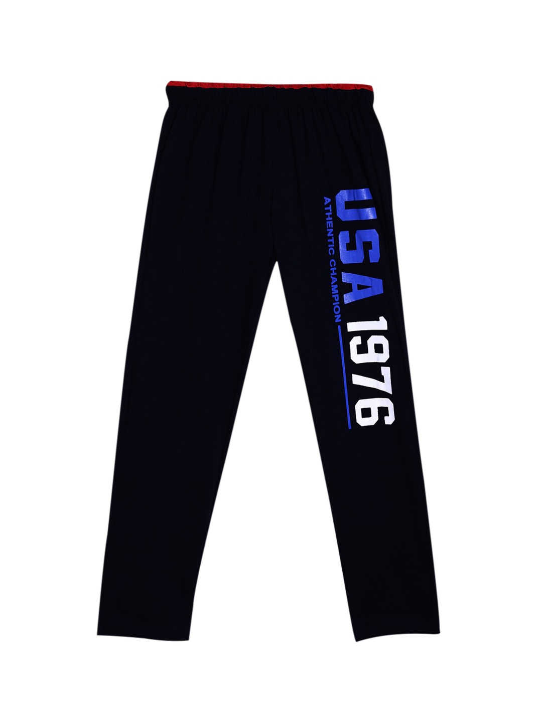 

SWEET ANGEL Girls Black & Blue Typography Printed Cotton Straight-Fit Track Pants