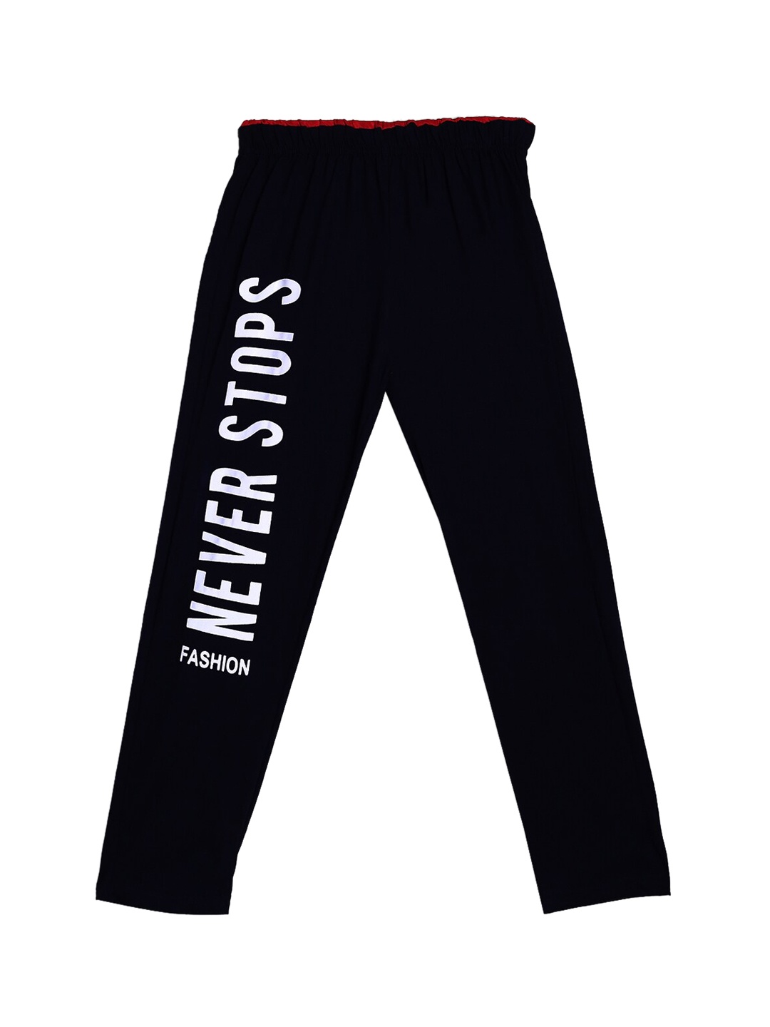 

SWEET ANGEL Girls Black & White Typography Printed Pure Cotton Straight-Fit Track Pants