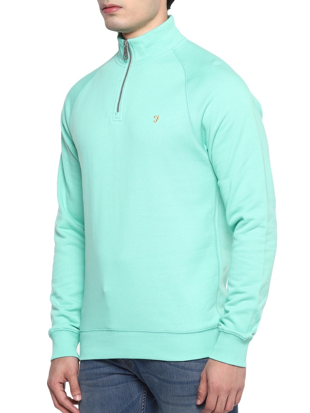 

Farah Men Sea Green Pullover with Zip Detail