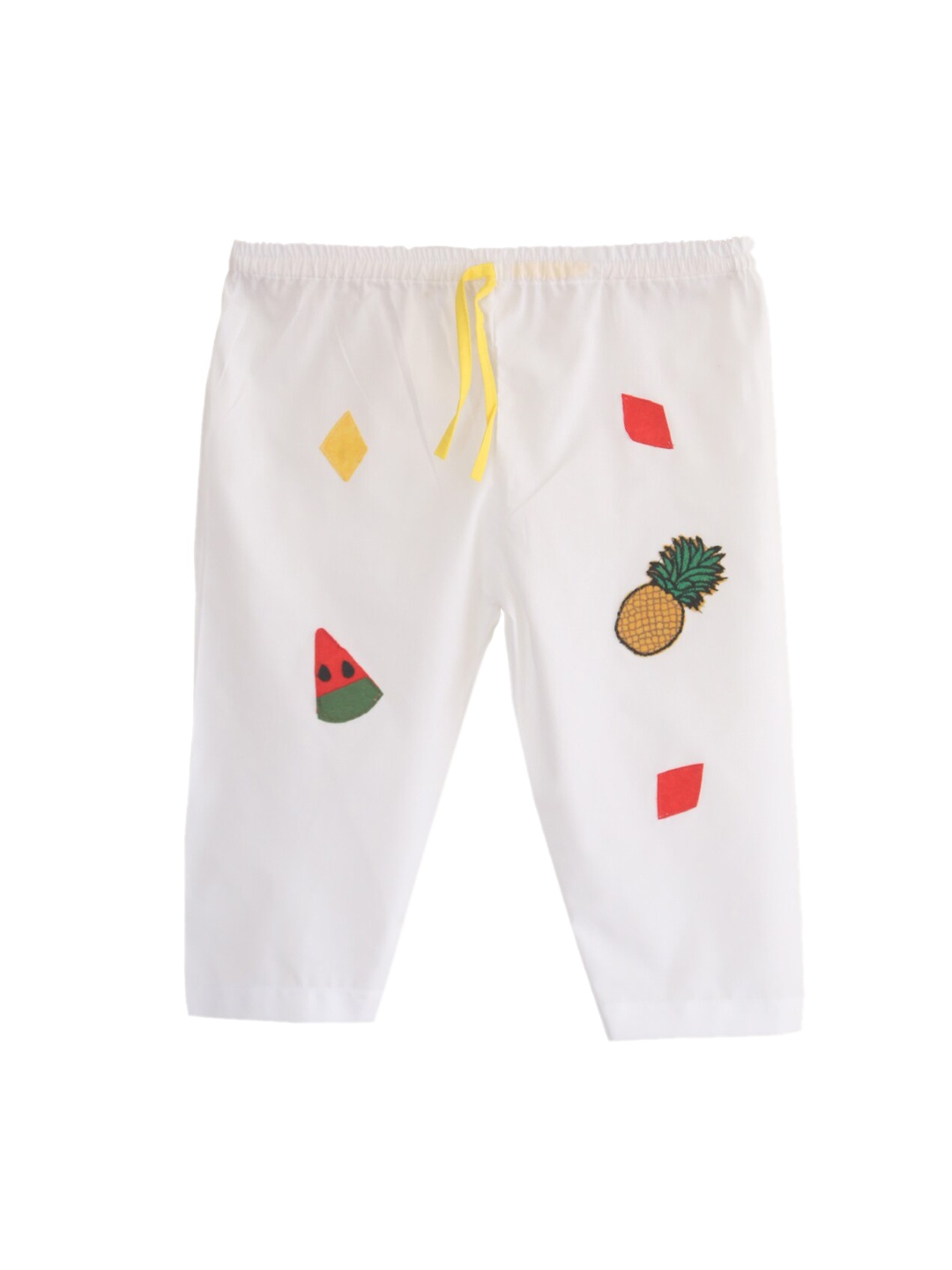 

YK Girls White Lounge Pants with Pineapple Patch