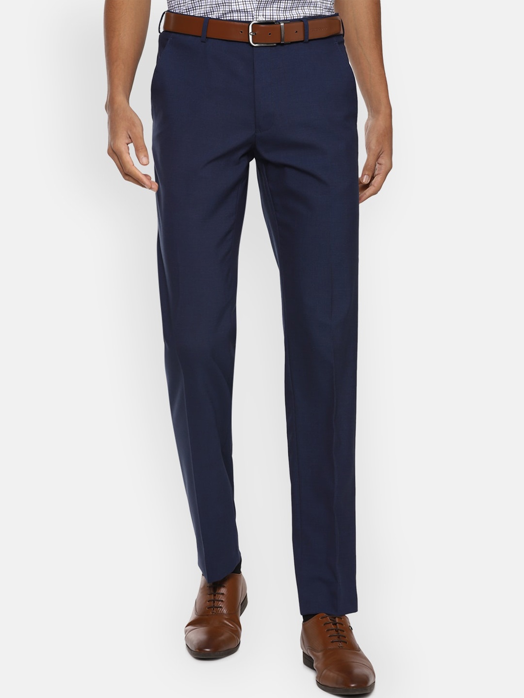 

Van Heusen Men Navy Blue Slim Fit Formal Trousers