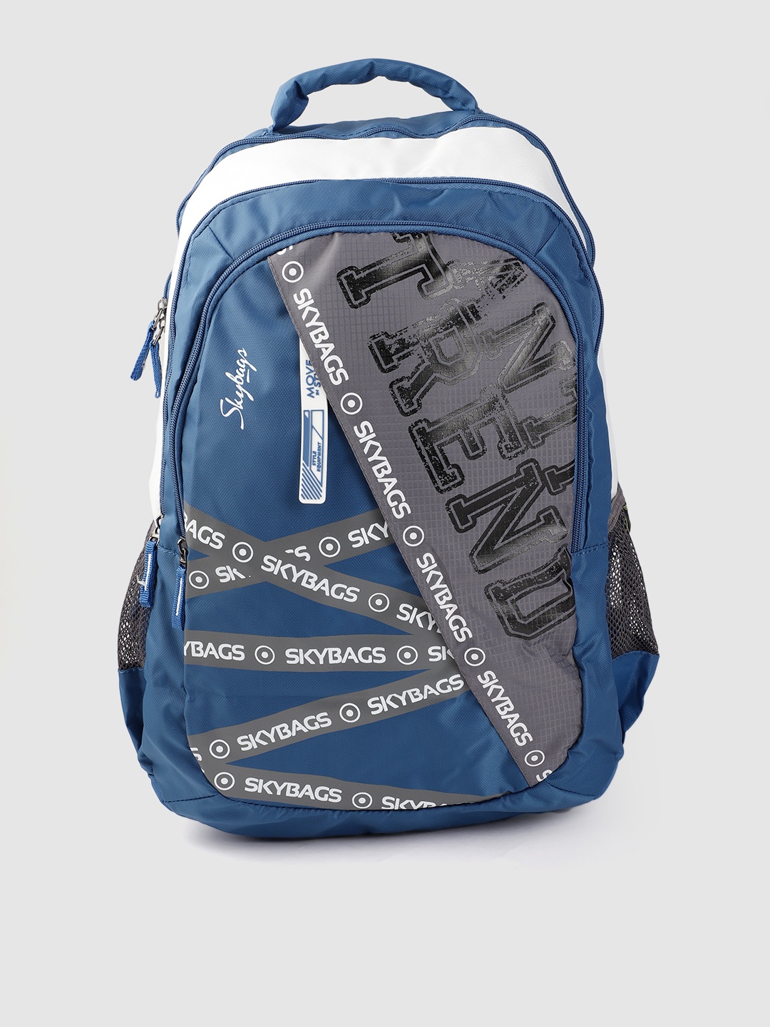 

Skybags Unisex Blue & Grey Brand Logo Print Backpack