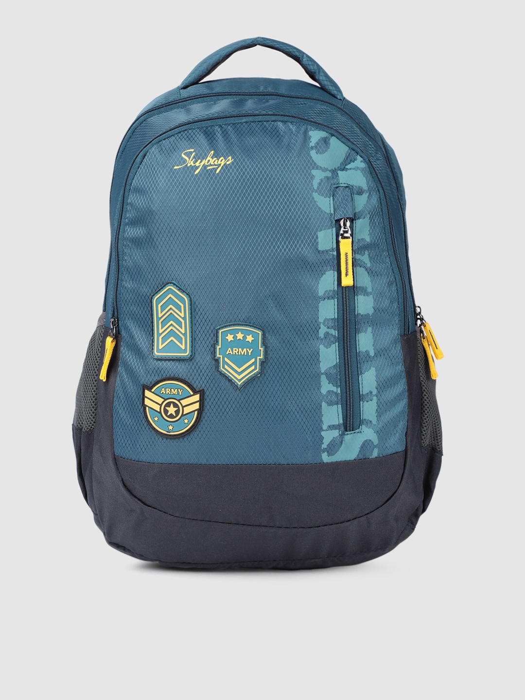 

Skybags Unisex Teal Blue Brand Logo Stream1 Applique Backpack with Rain Cover