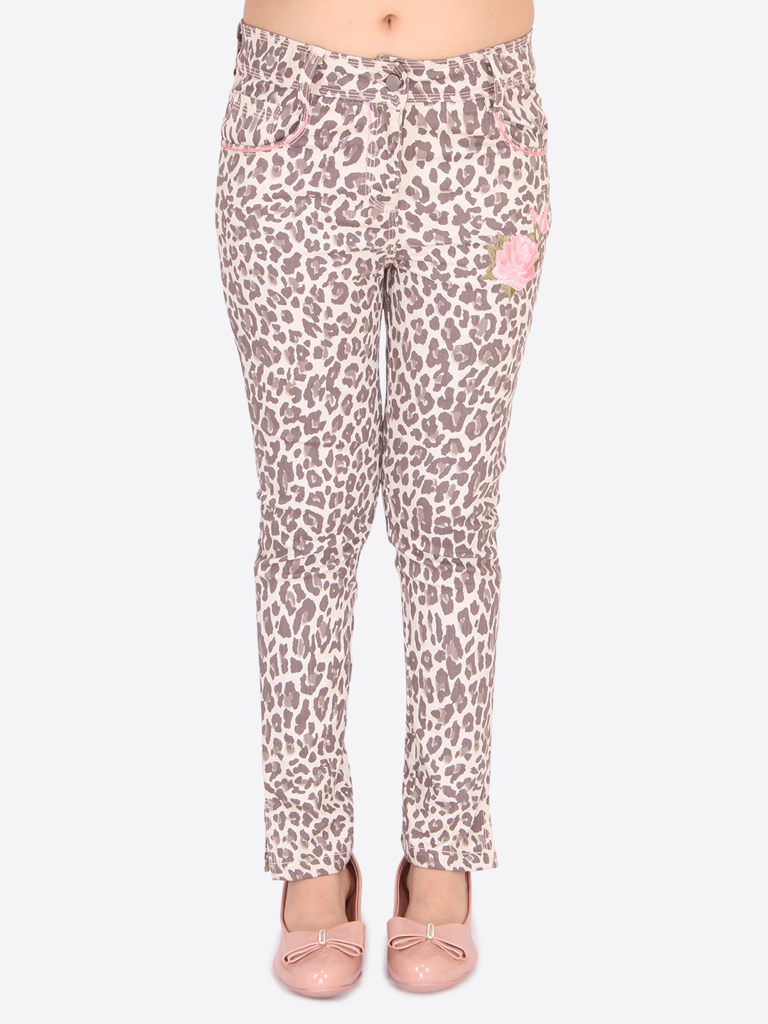 

CUTECUMBER Girls Brown Animal Printed Trousers