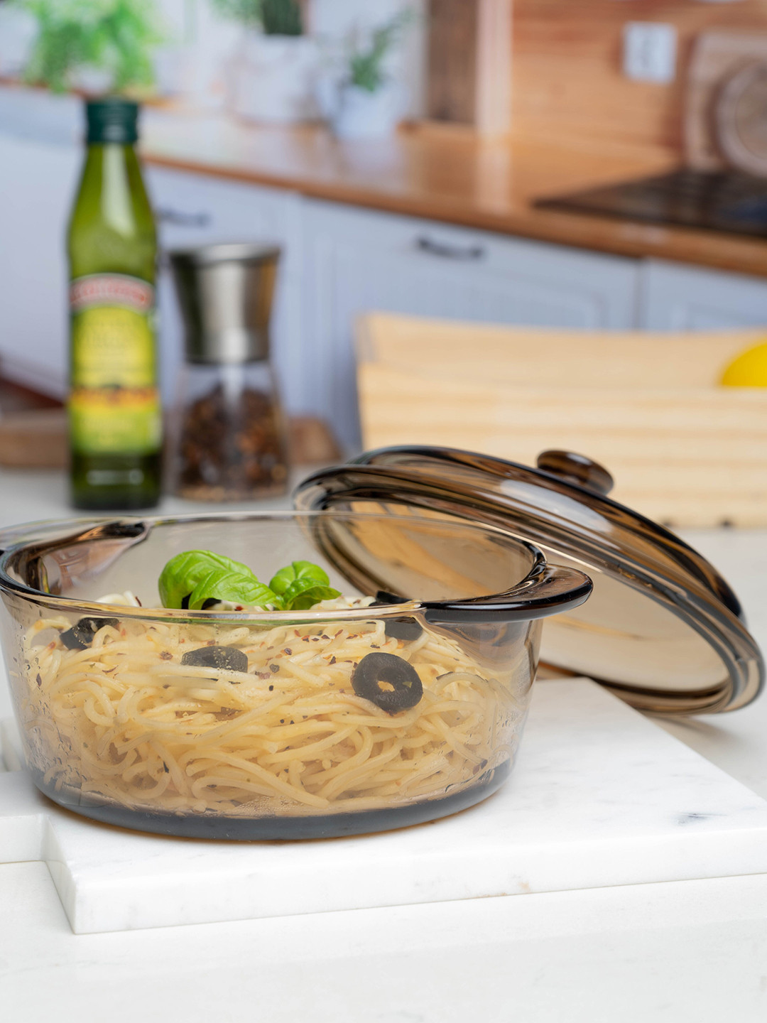 

GOODHOMES Transparent Solid Casserole With Lid