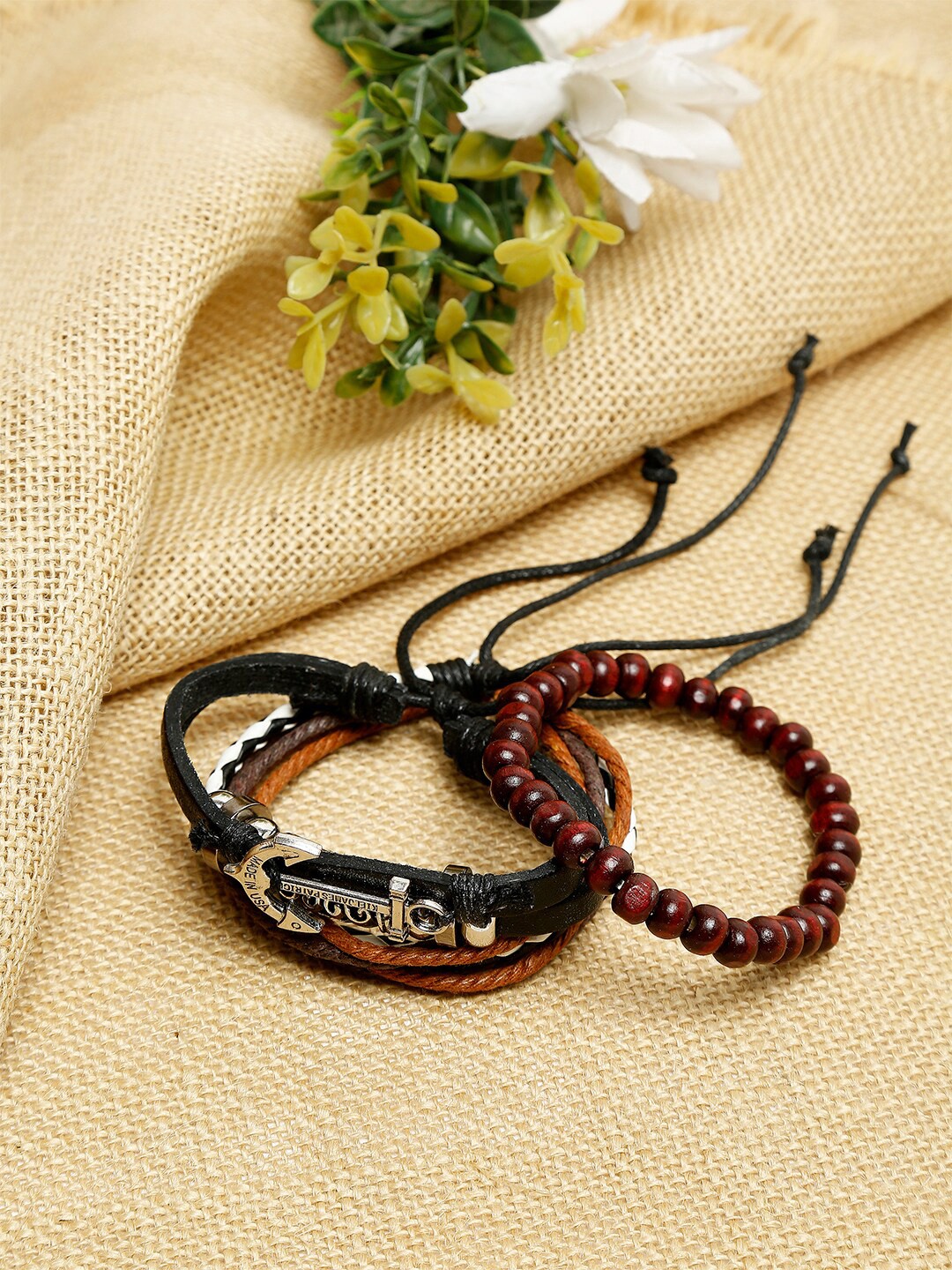 

Alvaro Castagnino Men Set Of 3 Multicoloured PU Elasticated Bracelets, Multi