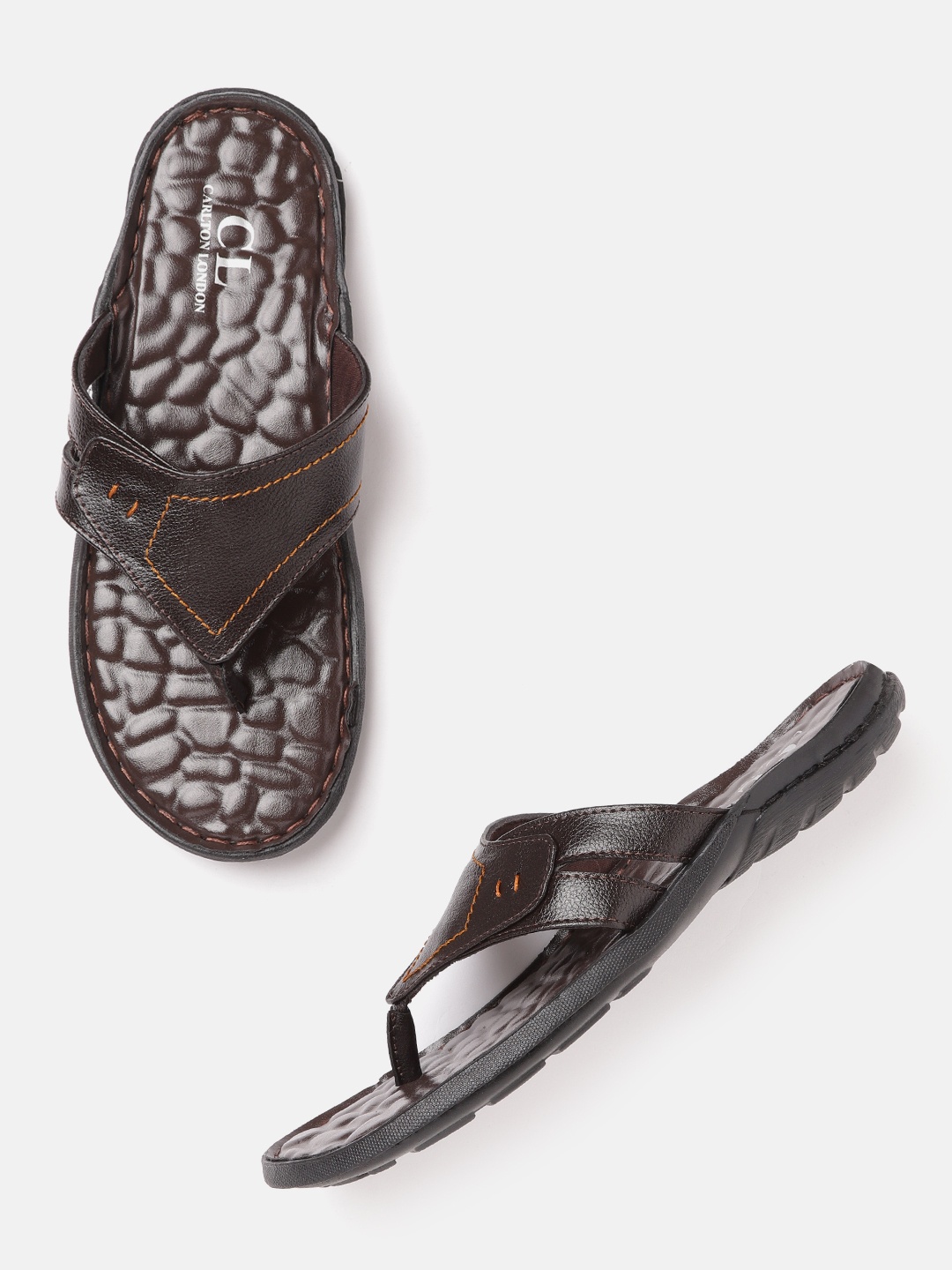 

Carlton London Men Coffee Brown Solid Comfort Sandals