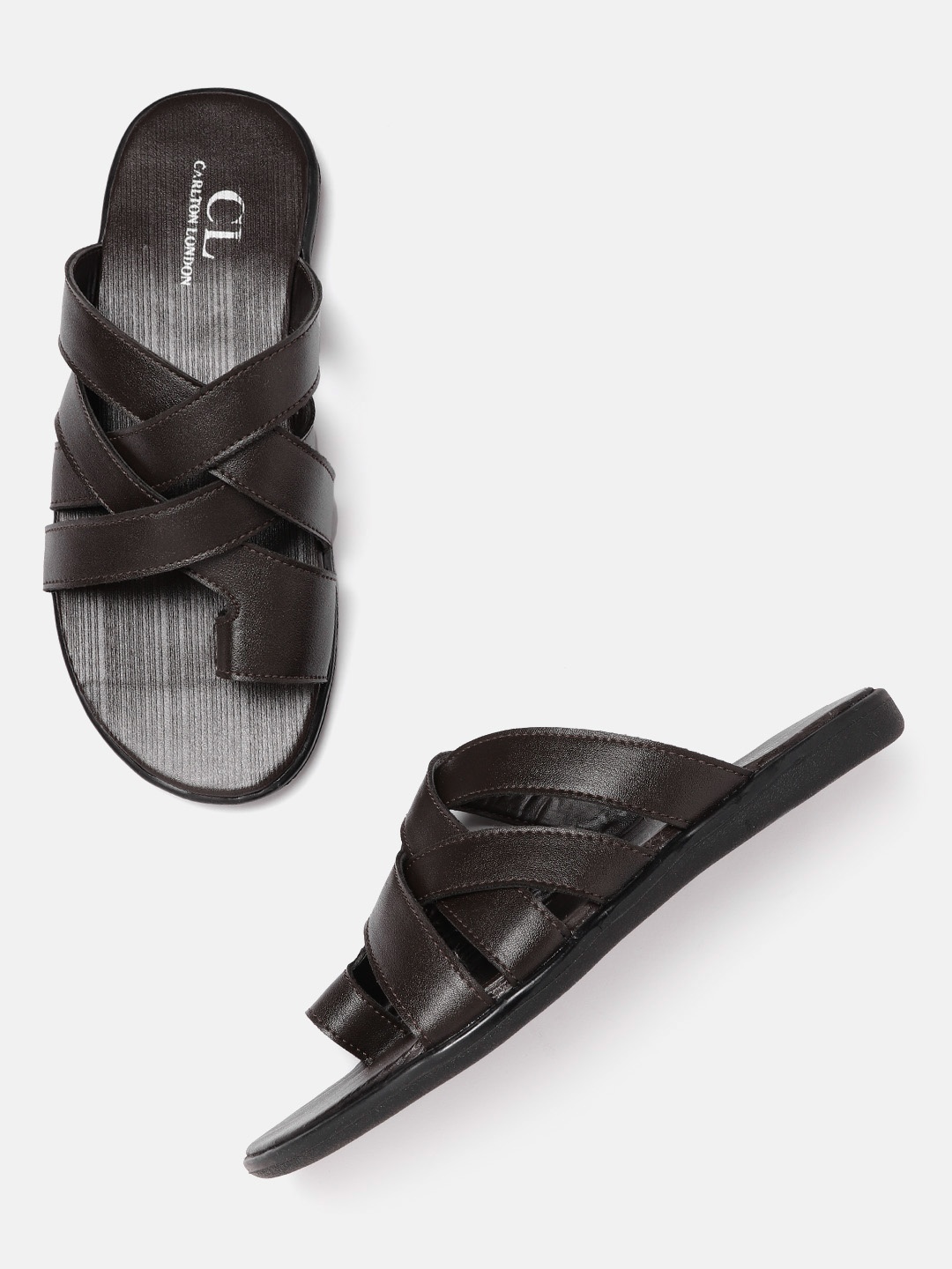 

Carlton London Men Coffee Brown Solid Comfort Sandals