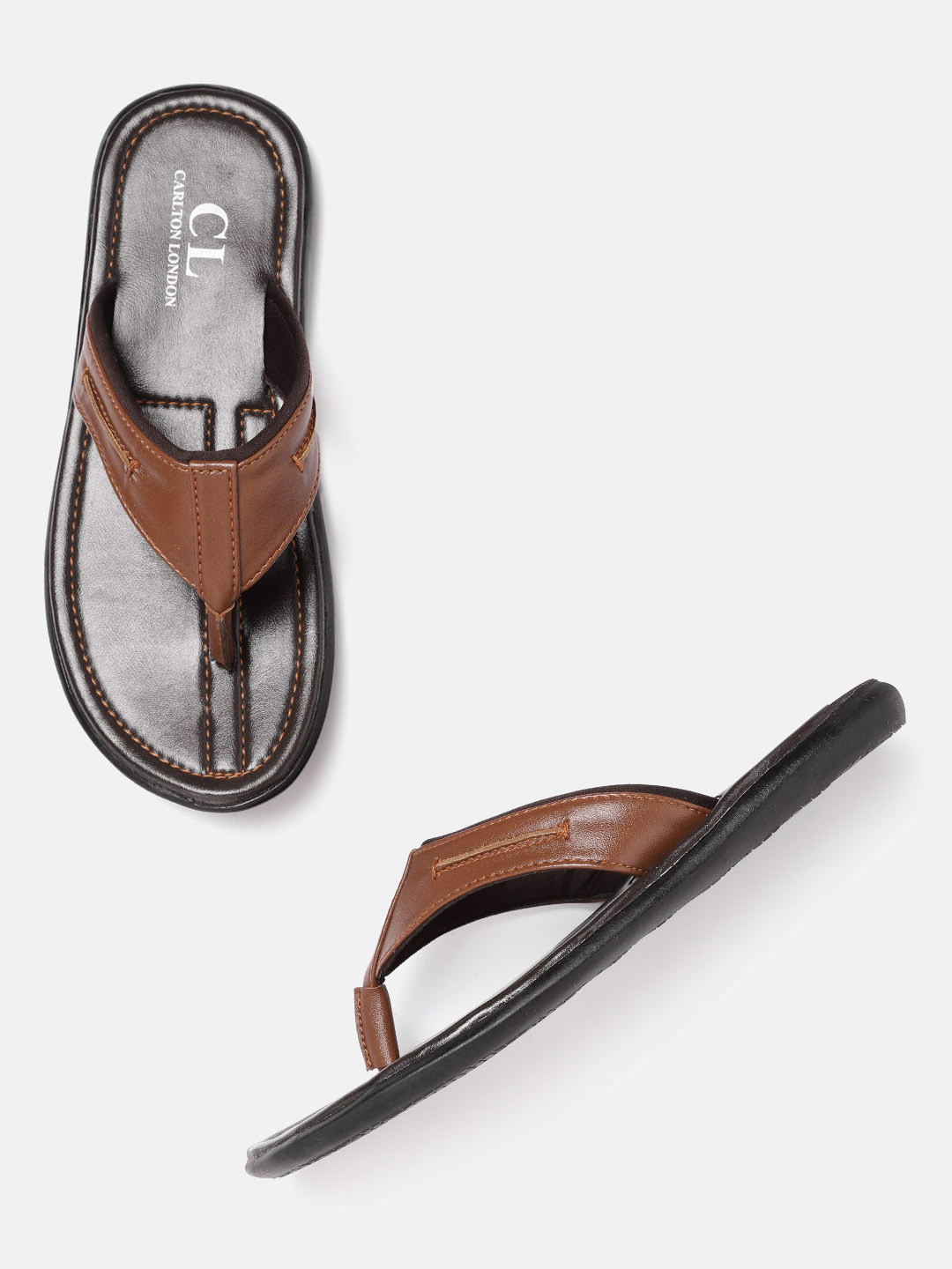 

Carlton London Men Tan Brown Solid Comfort Sandals