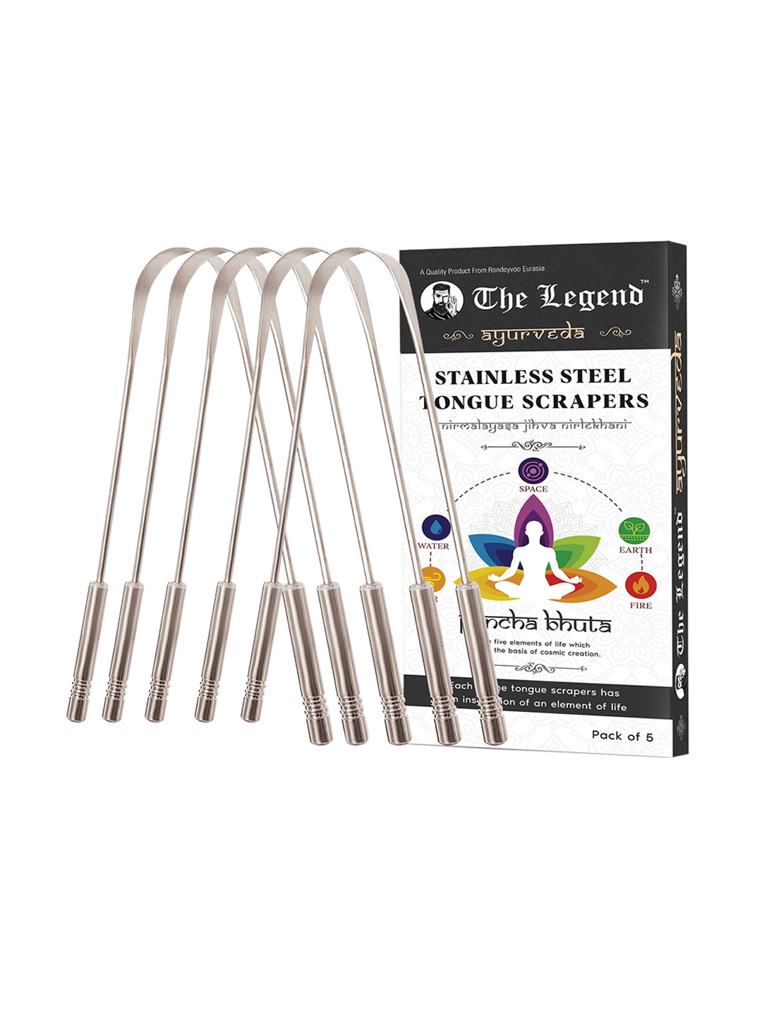 

The Legend Pack of 5 Ayurveda Stainless Steel Tongue Scrapers