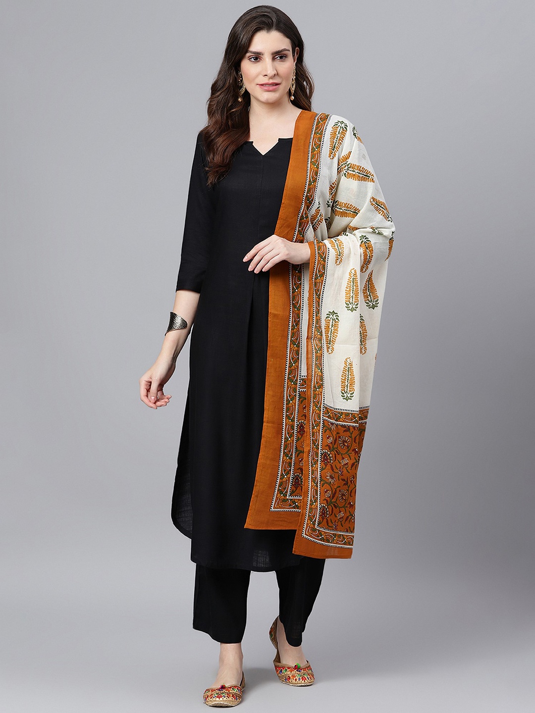 

Idalia Women Black Ethnic Motifs Kurta with Trousers & With Dupatta