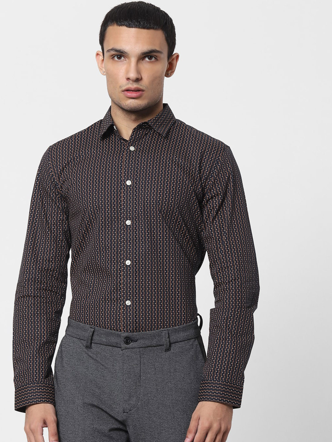 

Jack & Jones Men Navy Blue Slim Fit Opaque Printed Casual Shirt