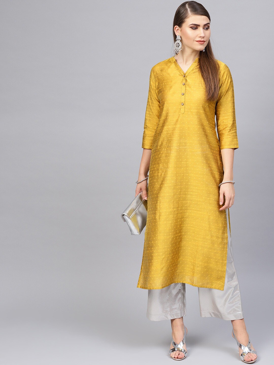 

Varanga Women Mustard Yellow Ethnic Motifs Dobby Kurta