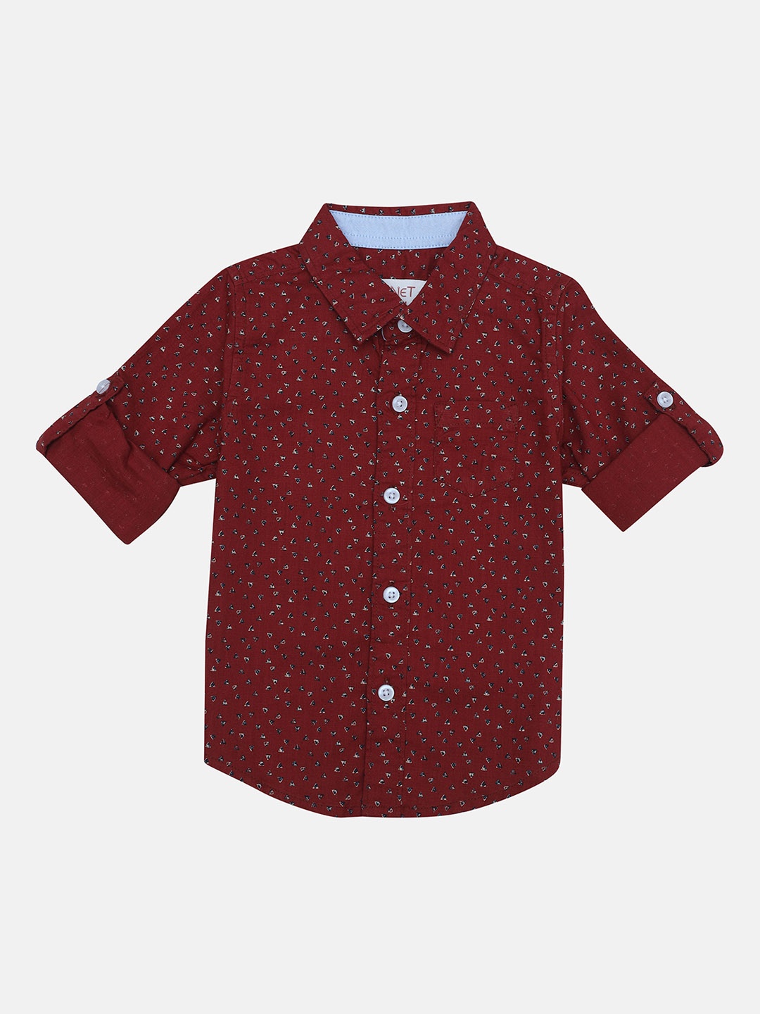 

MANET Boys Maroon Opaque Printed Casual Shirt