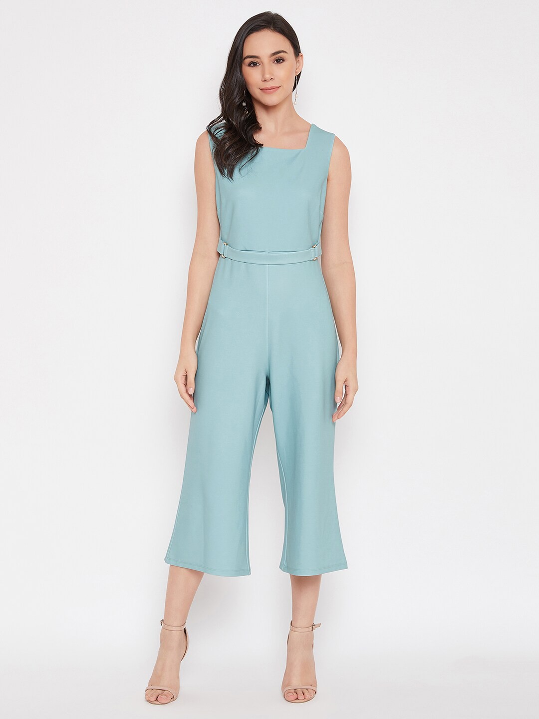 

Madame Women Turquoise Blue Solid Capri Jumpsuit