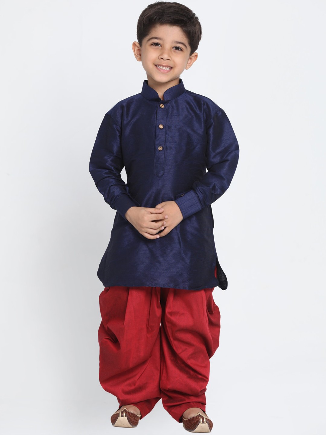 

VASTRAMAY Boys Navy Blue Regular Kurta with Dhoti Pants