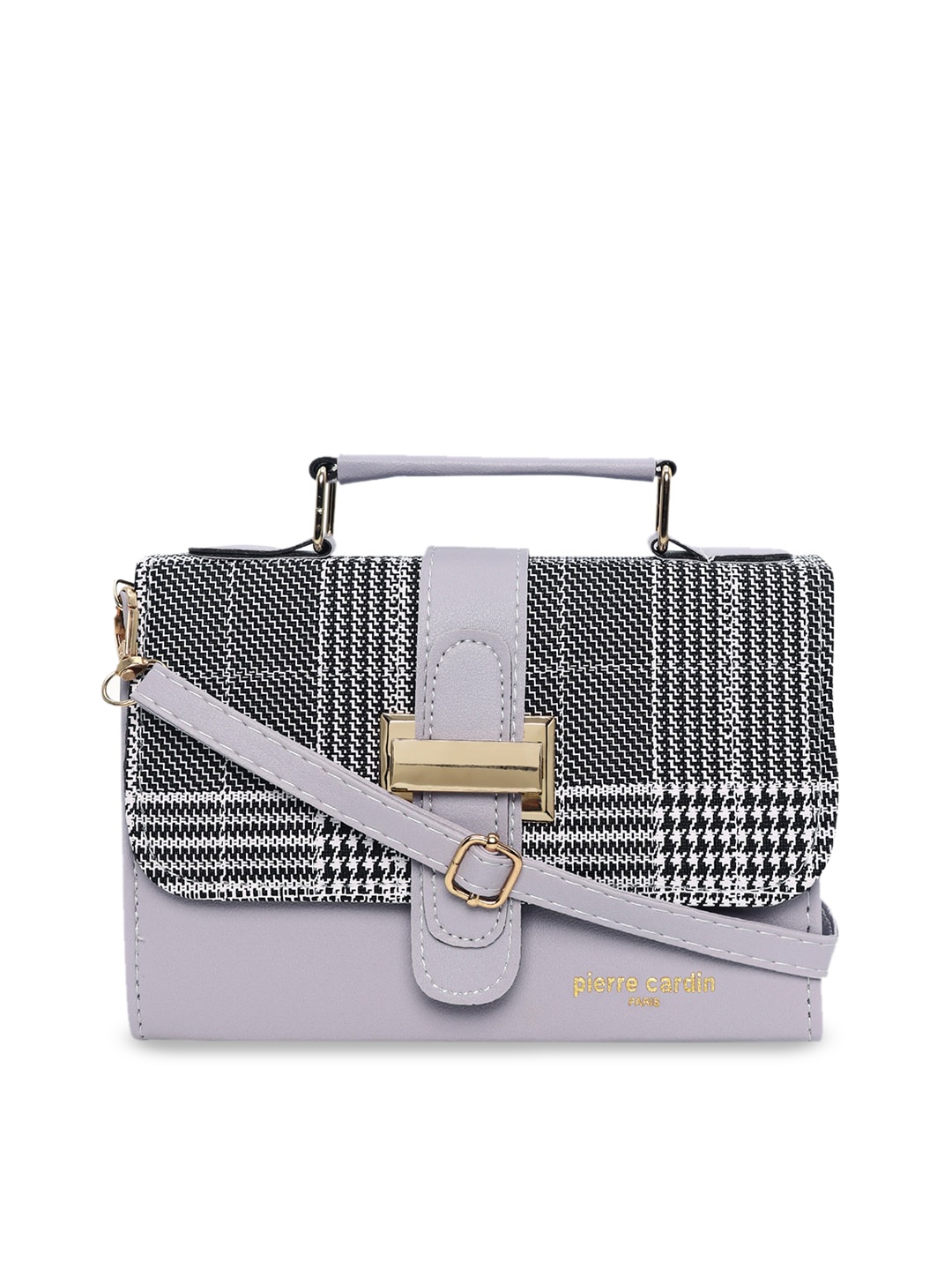

pierre cardin Grey Checked PU Structured Satchel