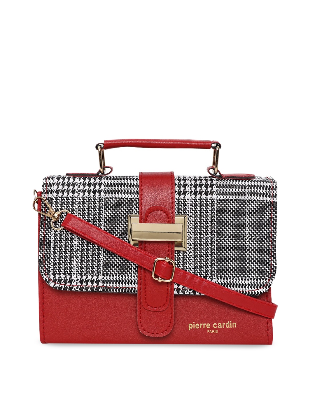 

pierre cardin Red Textured PU Structured Satchel with Quilted