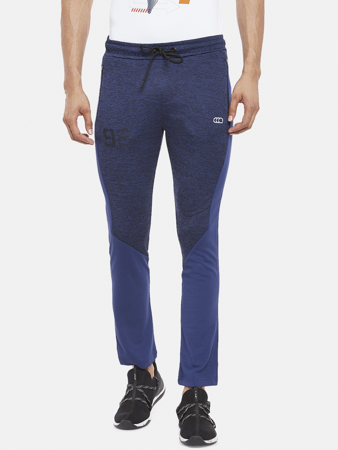 

Ajile by Pantaloons Men Navy Blue & Black Self Designed Track Pants