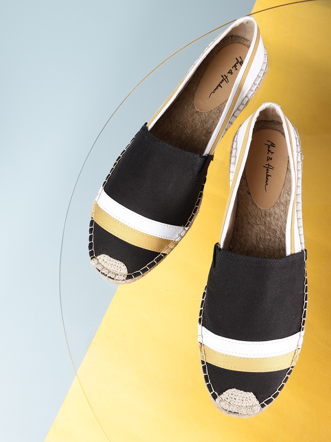 

Mast & Harbour Men Black & White Colourblocked Espadrilles