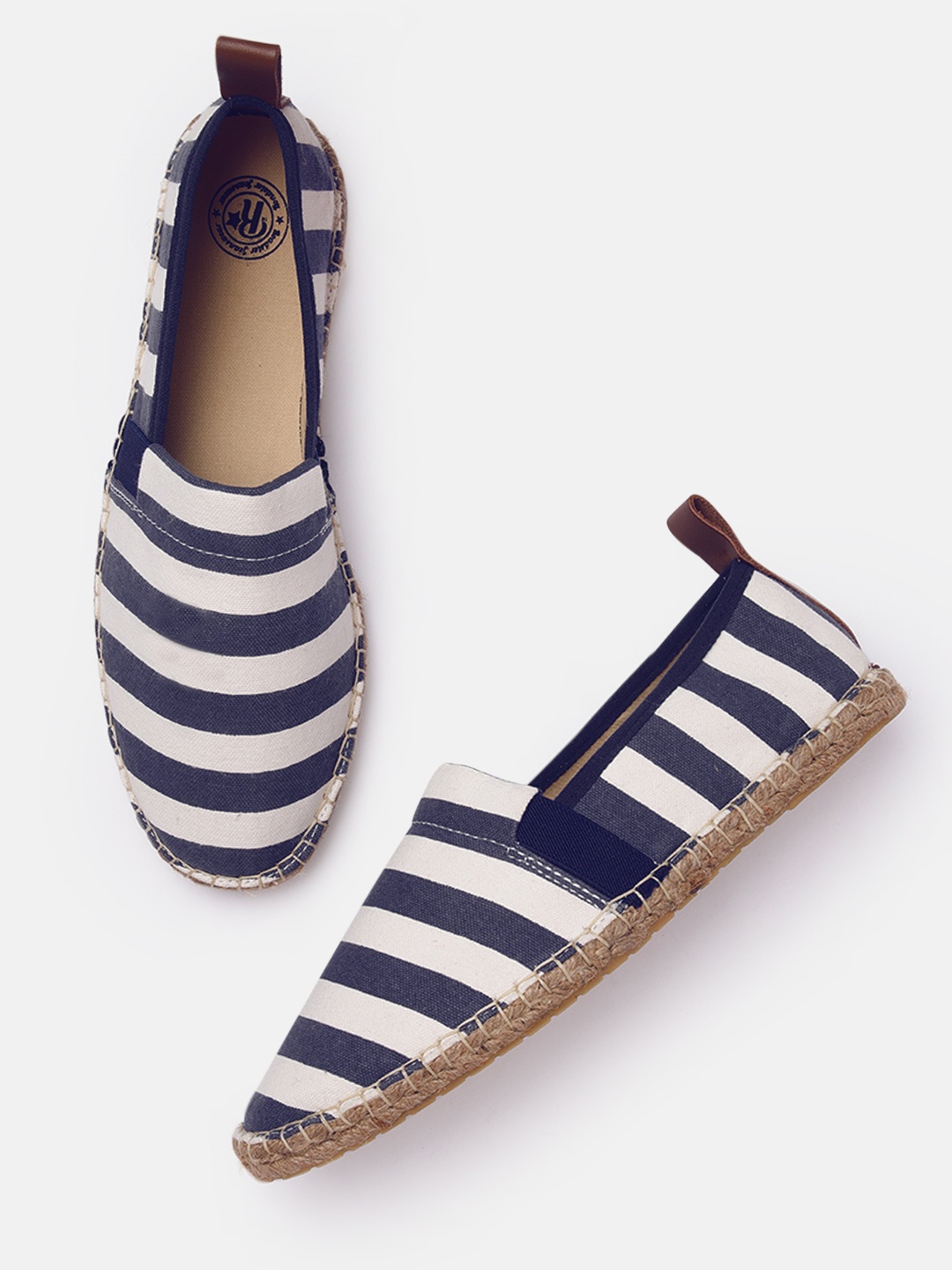 

Roadster Men Navy Blue & White Striped Espadrilles