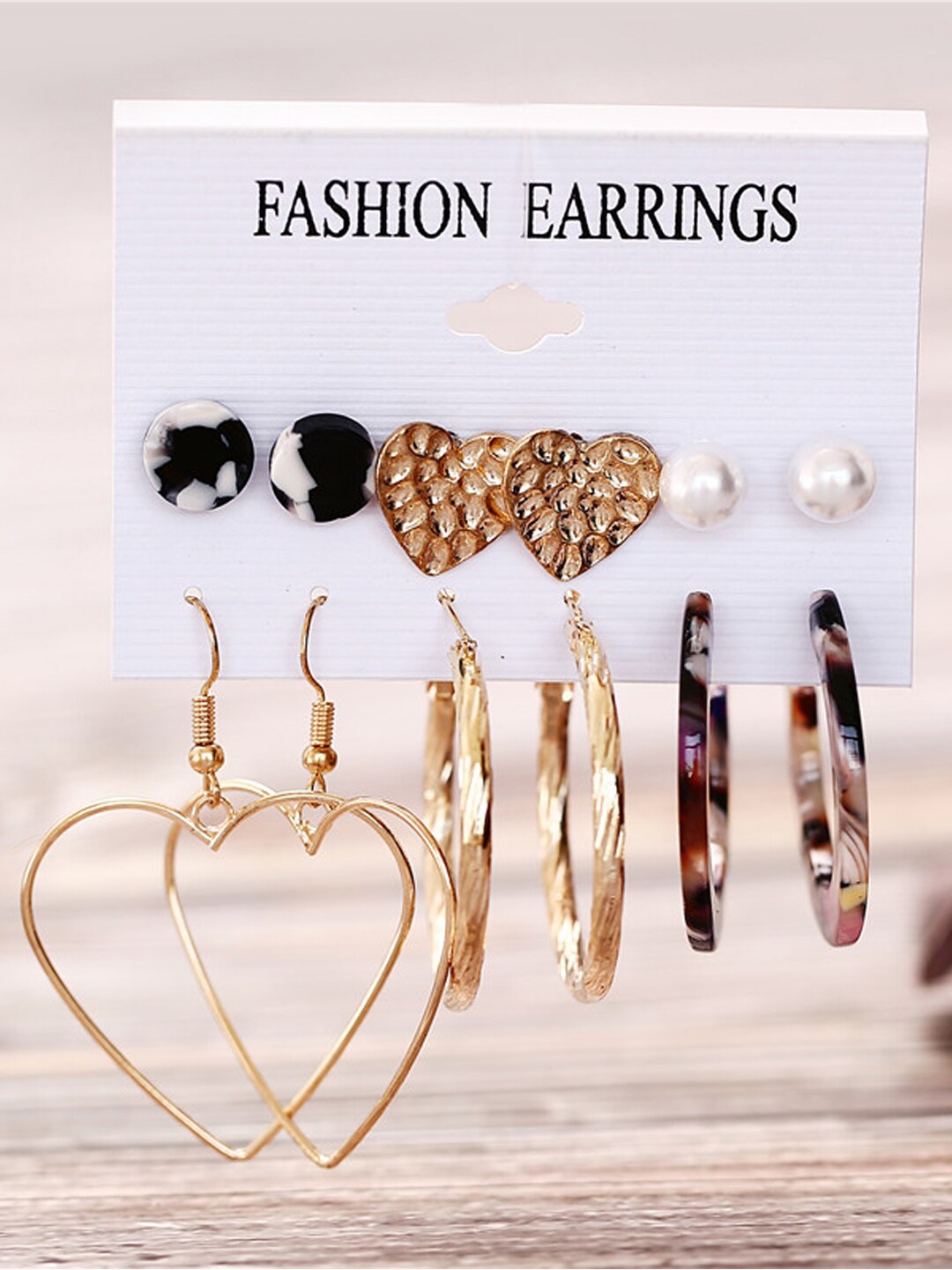 

Shining Diva Fashion Combo Set Of 6 Gold-Toned Earrings
