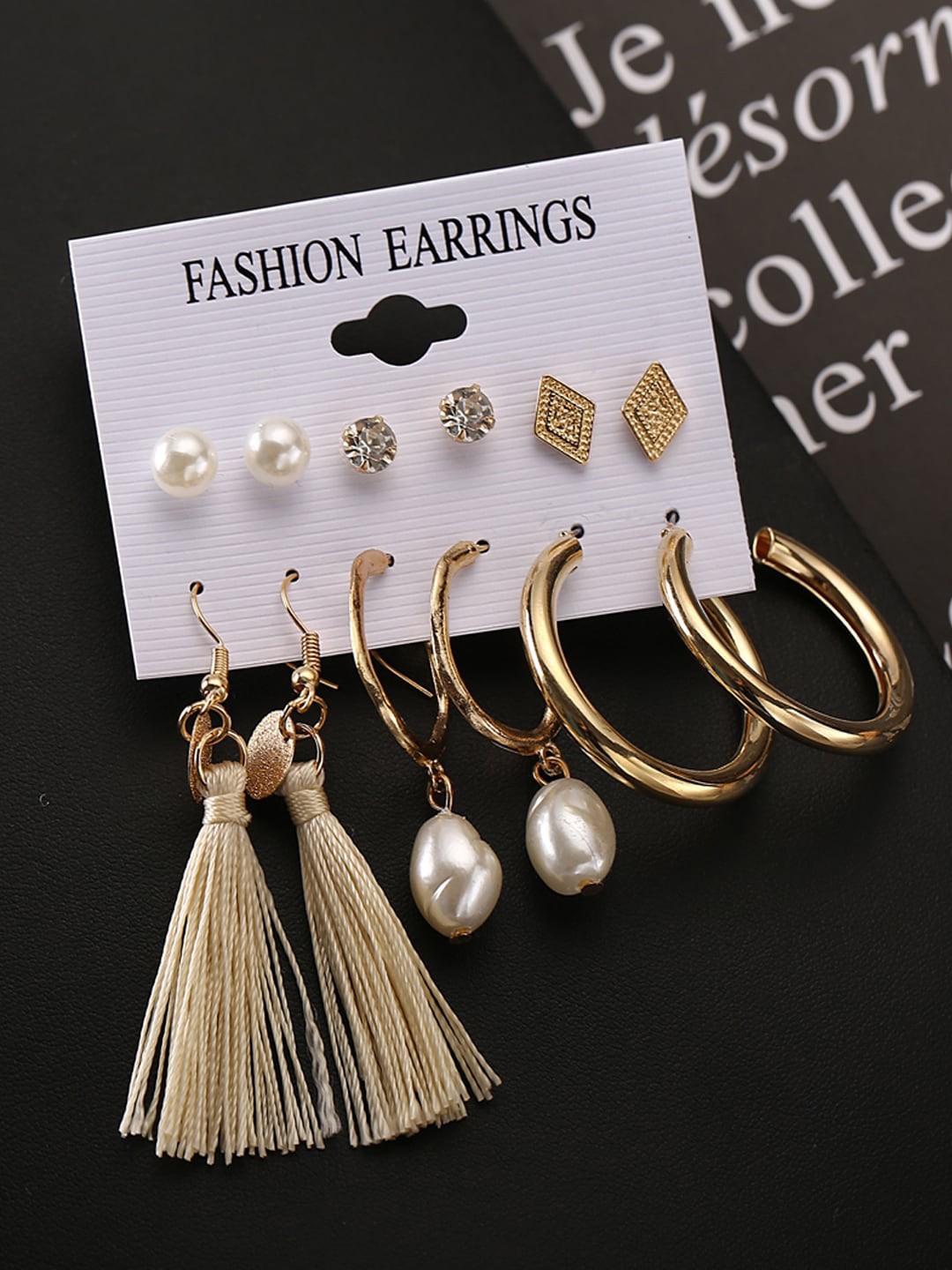 

Shining Diva Fashion Combo Set Of 6 Gold-Toned Earrings
