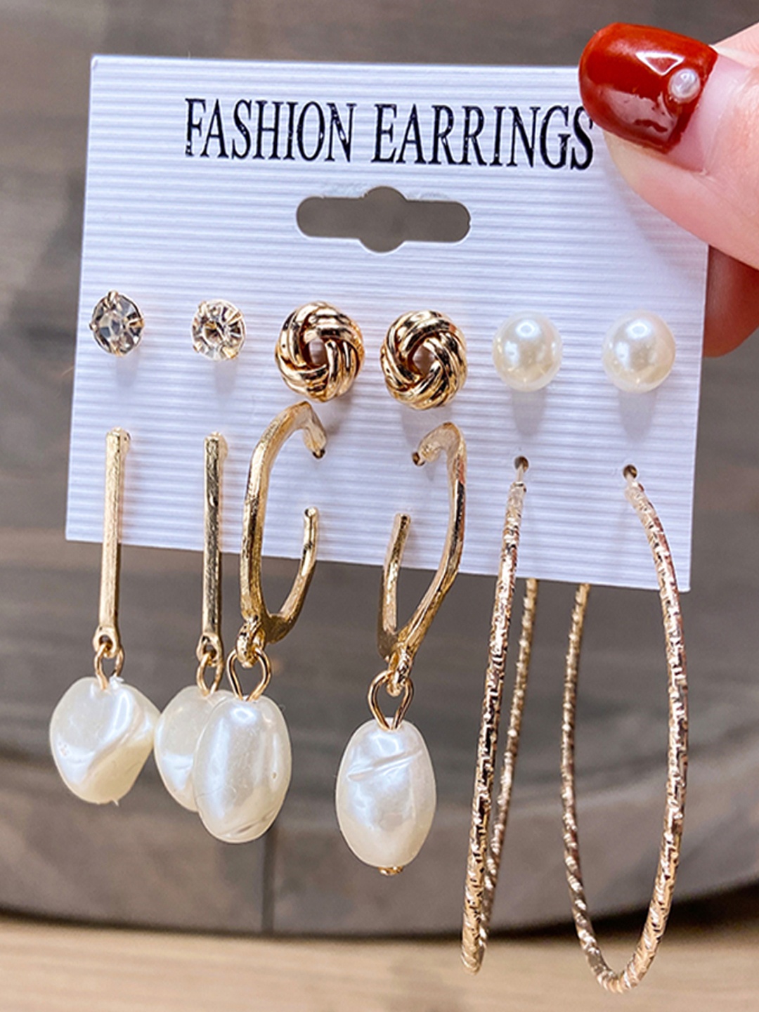 

Shining Diva Fashion Combo Set Of 6 Gold-Toned Earrings