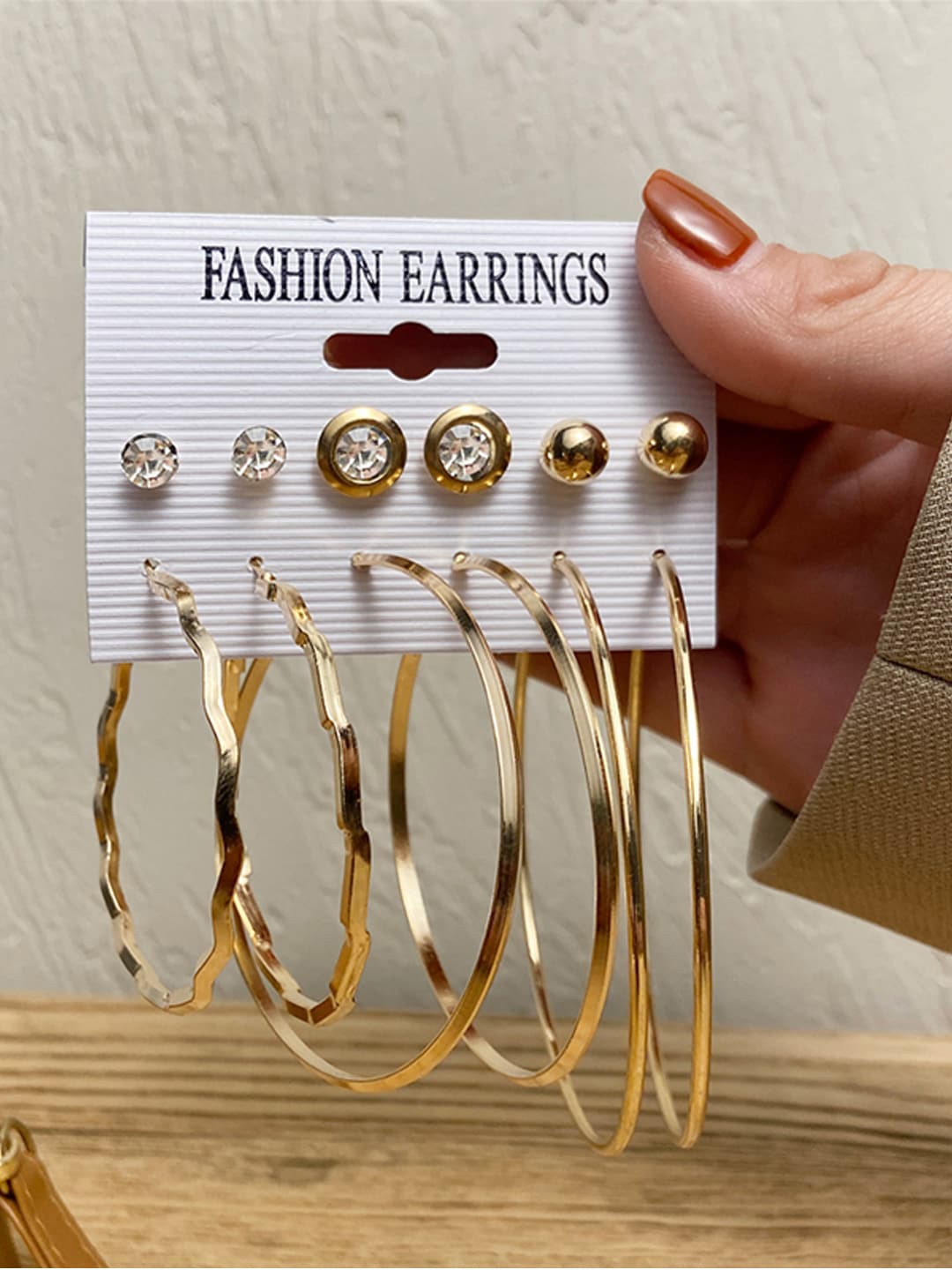 

Shining Diva Fashion Combo Set Of 6 Gold-Toned Stud and Hoop Earrings