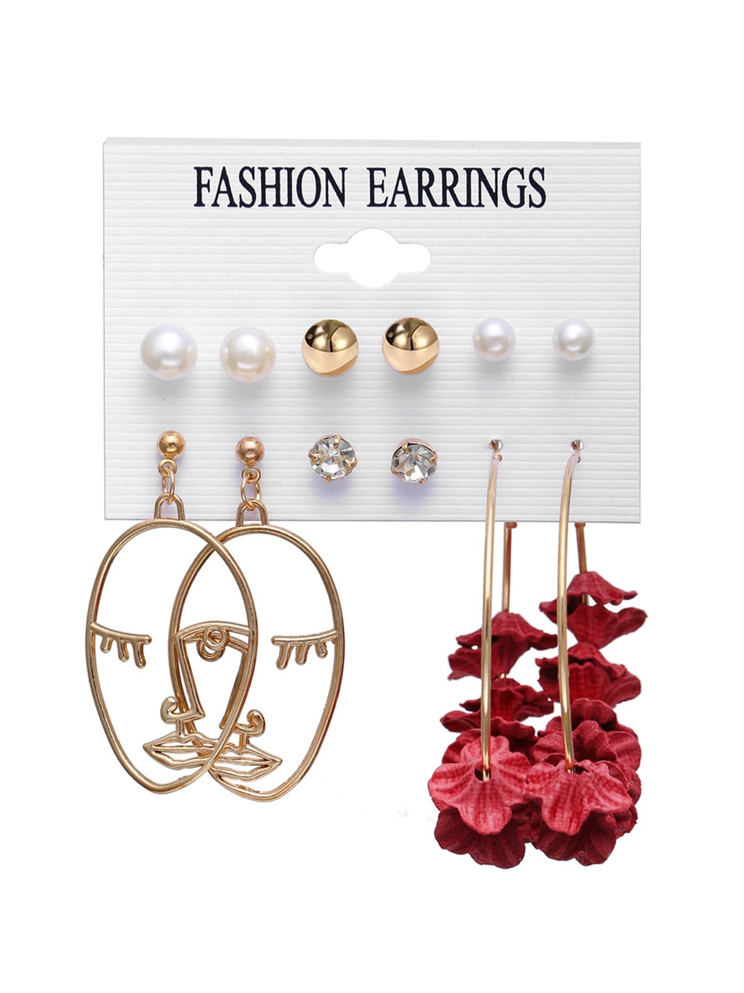 

Shining Diva Fashion Combo Set Of 6 Gold-Toned Earrings