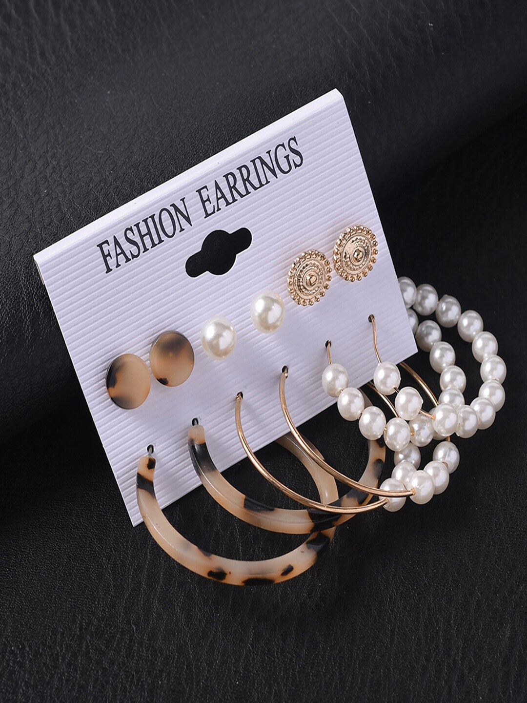 

Shining Diva Fashion Combo Set Of 6 Gold-Toned Stud and Hoop Earrings