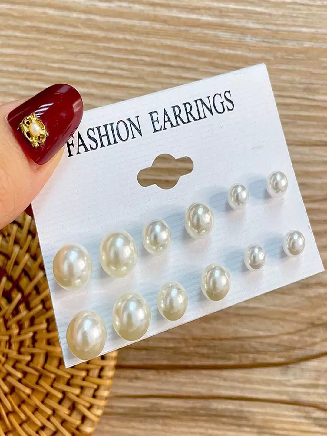 

Shining Diva Fashion Combo Set Of 6 White Stud Earrings