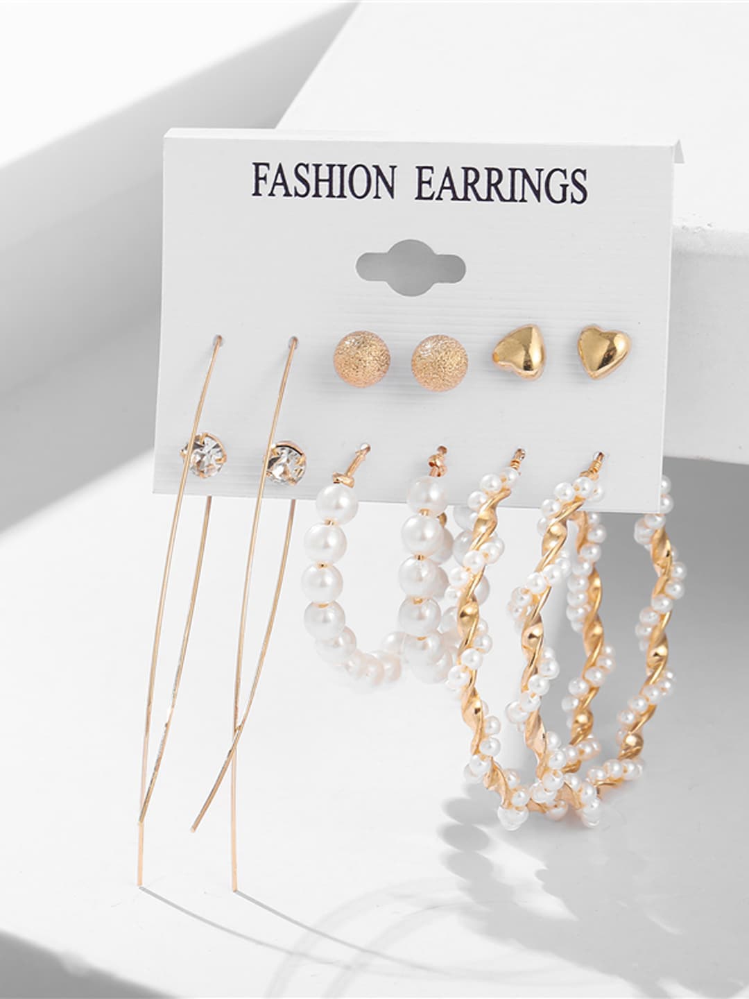 

Shining Diva Fashion Combo Set Of 6 Gold-Toned Stud and Hoop Earrings