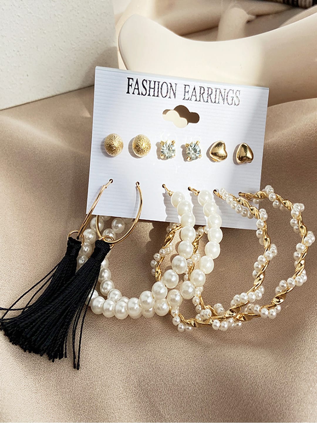 

Shining Diva Fashion Combo Set Of 6 Gold-Toned Earrings