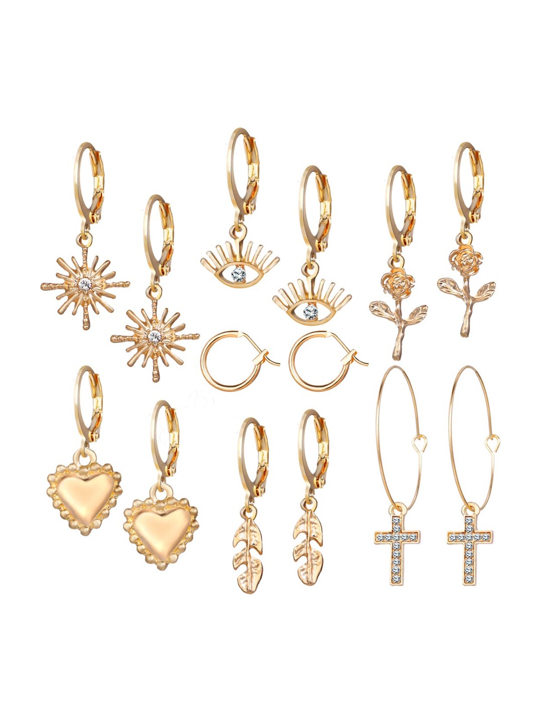 

Shining Diva Fashion Combo Set Of 7 Gold Plated Drop Earrings
