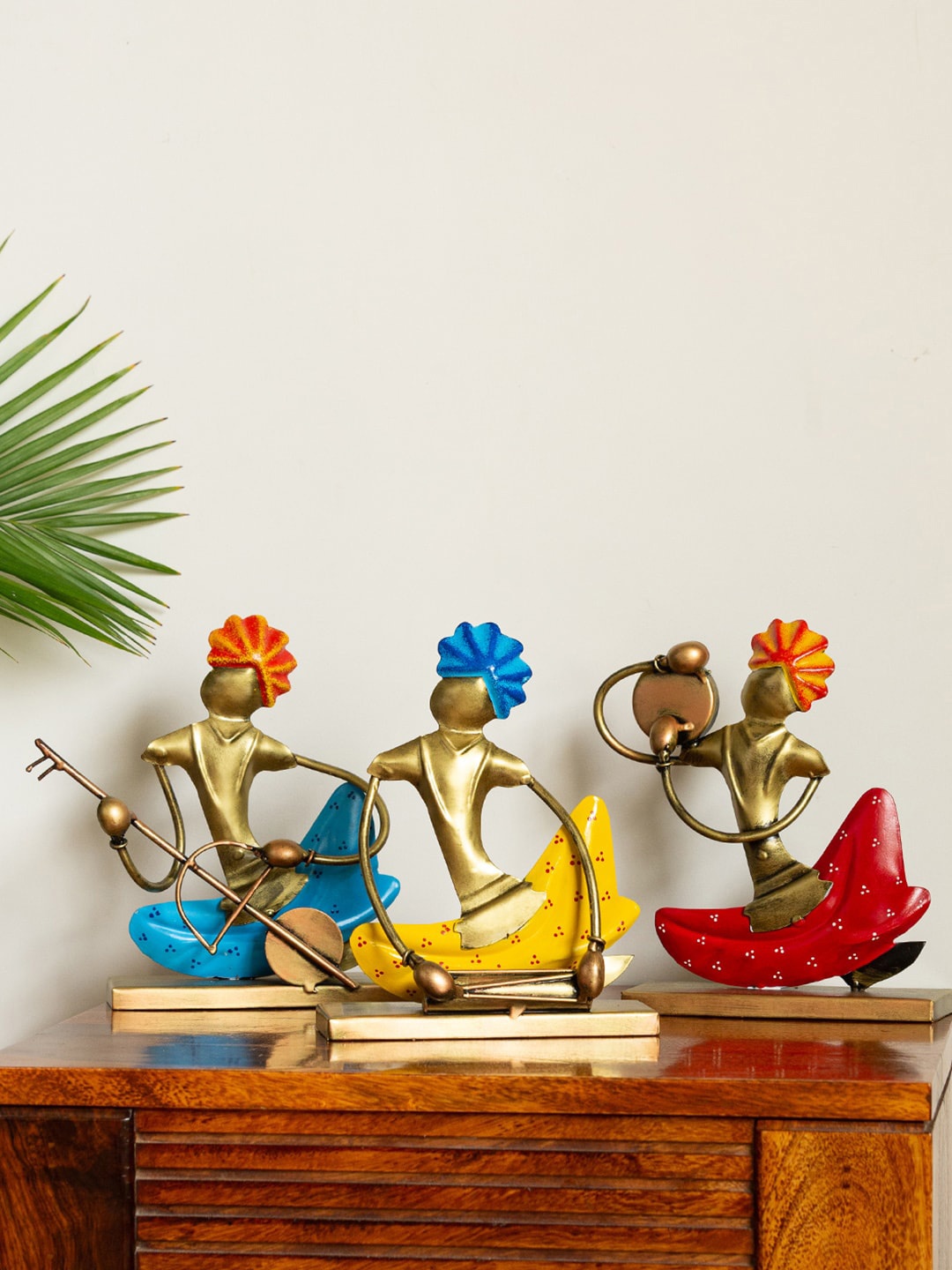 

ExclusiveLane Set Of 3 Hand-Painted & Handcrafted Iron Decorative Showpieces, Gold