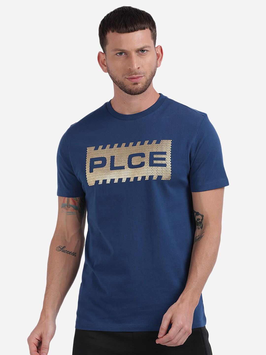 

883 Police Men Navy Blue Typography Printed T-shirt