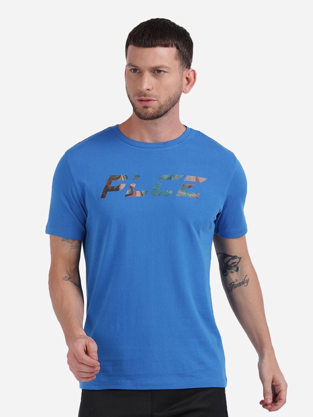 

883 Police Men Blue Typography Printed T-shirt