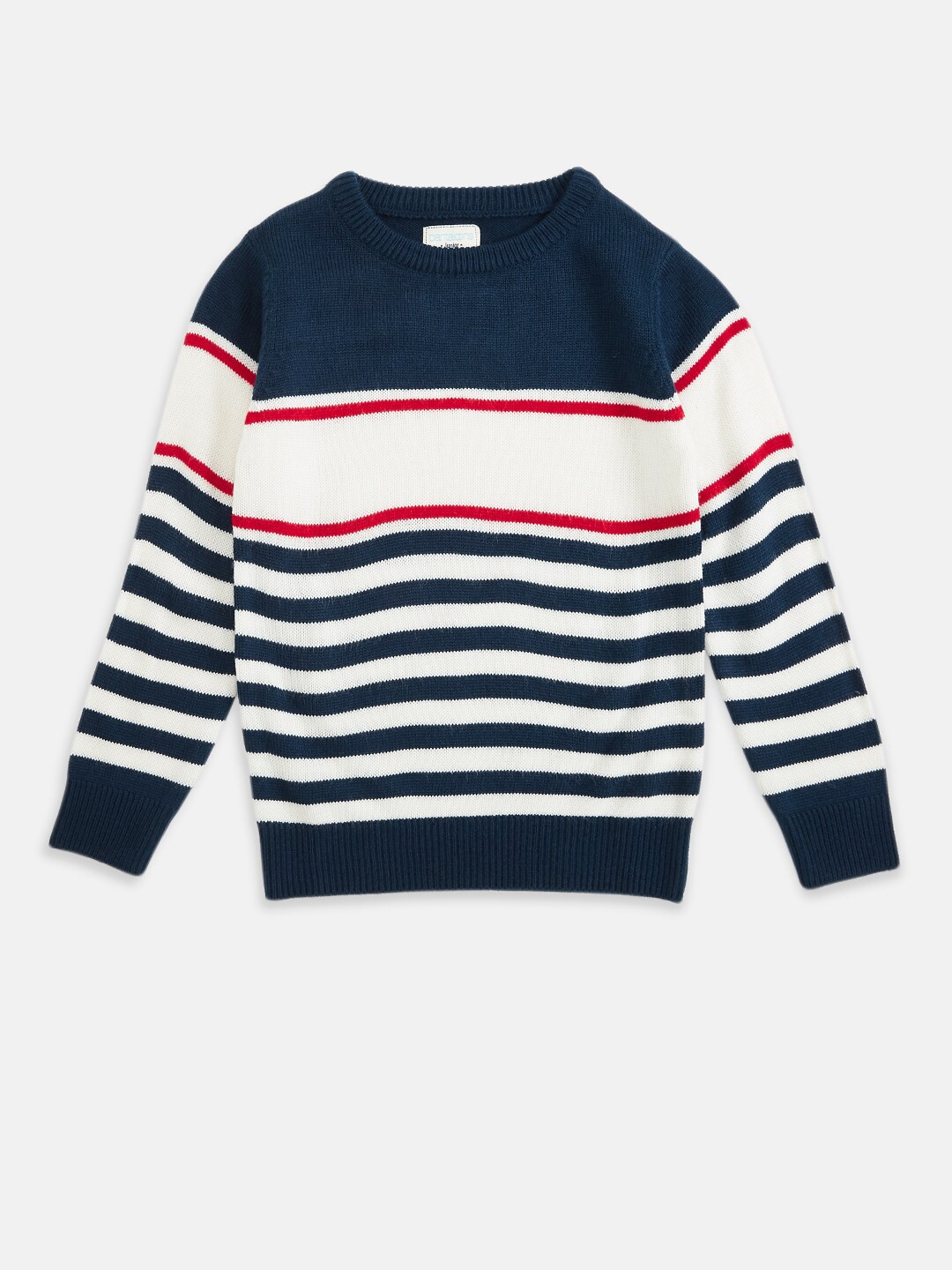 

Pantaloons Junior Boys Navy Blue & White Striped Pullover